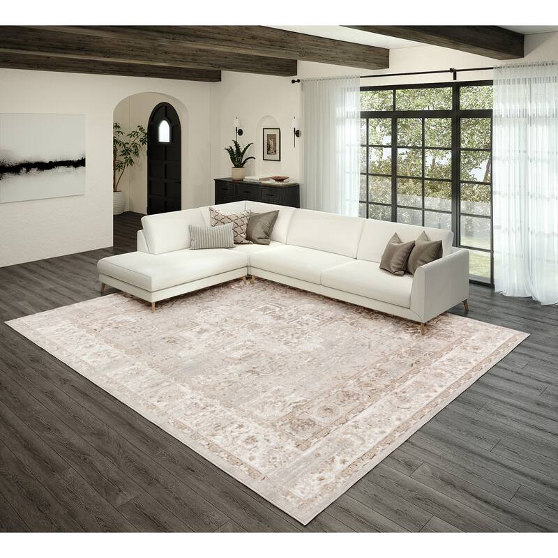 Ansley Vintage Tan Oriental Medallion Rug