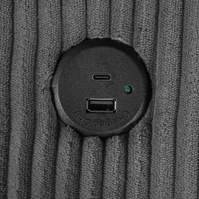 Christopher Knight Home - LuxeComfort Grey Oversized Corduroy Upholstered Chaise Lounge Chair with Storage Ottoman.