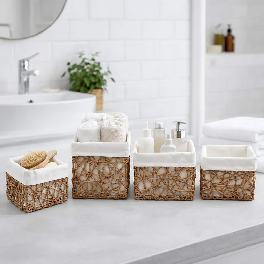Paper Rope/ Linen Storage Baskets (Set of 4) - 8.4"L x 7.4"W x 6"H