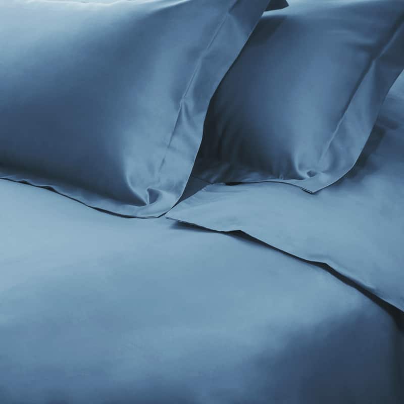 Superior Egyptian Cotton 650 Thread Count Solid Duvet Cover Set - Medium Blue - Twin
