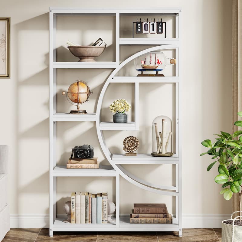 Bookshelf Industrial 5 Tier Etagere Bookcase, Freestanding Tall Bookshelves