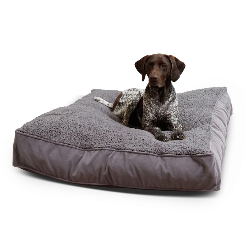 Happy Hounds Buster Deluxe Gray Sherpa Dog Bed - Large (48"x36")