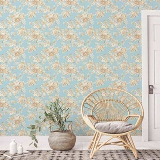 Blue Flowers Peel And Stick Removable Wallpaper 9348 - Bed Bath 