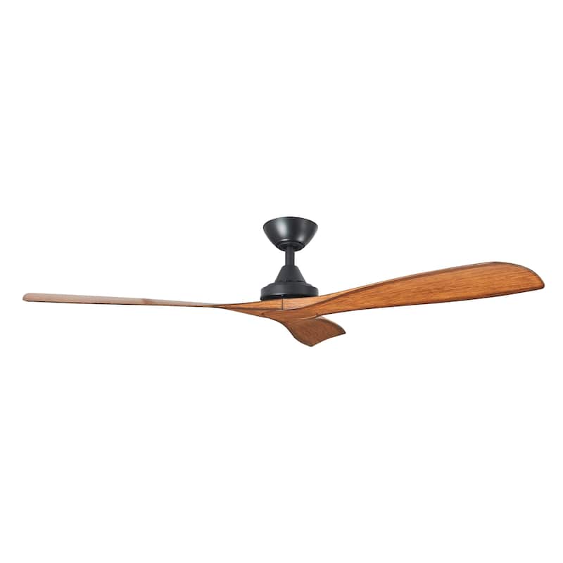 52" Matte Black/ White 3 Blades Indoor Propeller Ceiling Fan with Remote, No Lights