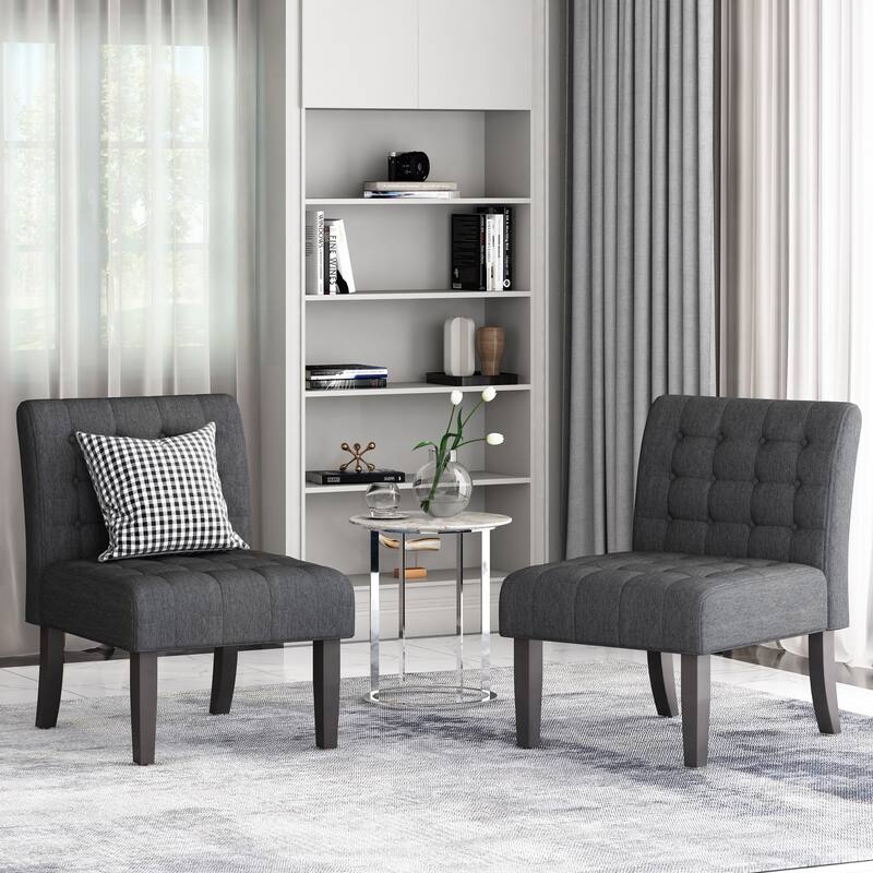 Set of 2 Side Chair Reception Chair Dining Chair Upholstered Chair Charcoal Reading Chair Office Chair