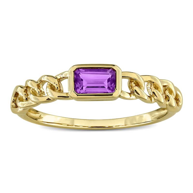 Miadora Octagon Gemstone Engagement Link Ring in 14k Yellow Gold