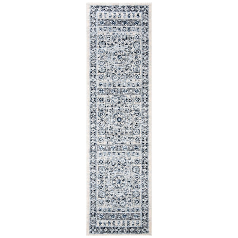 SAFAVIEH Harbor Harper Border Rug - 2'3" x 8' Runner - Blue/Creme