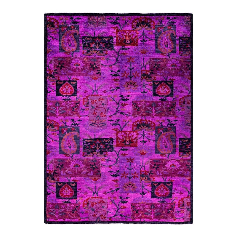 Vibrance One-of-a-Kind Hand-Knotted Area Rug - Pink, 5' 3" x 7' 5" - 5' 3" x 7' 5"