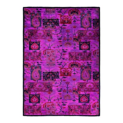 Vibrance One-of-a-Kind Hand-Knotted Area Rug - Pink, 5' 3" x 7' 5" - 5' 3" x 7' 5"