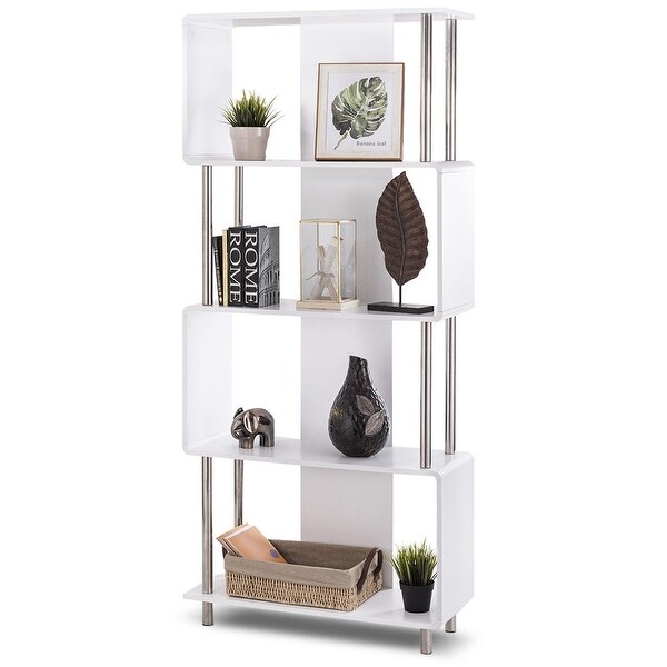 Shop Costway Industrial Style 4 Shelf Modern Bookcase ...