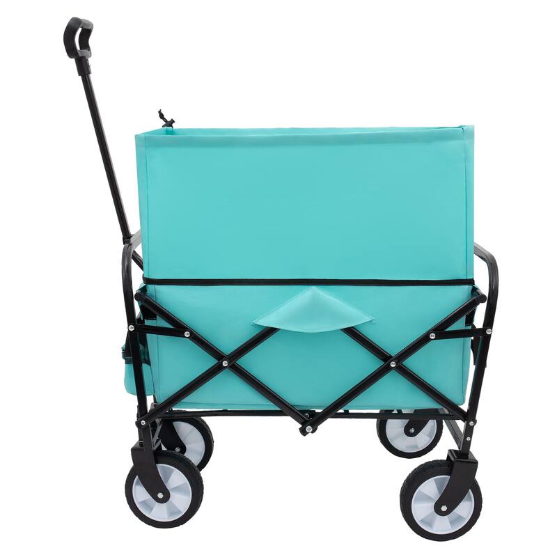 Collapsible Utility Wagon with Strapping System - 225lb Capacity & Extension Feature, Blue
