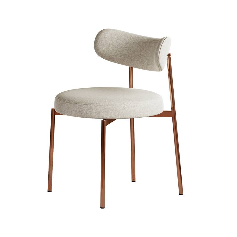 Ela Beige Upholstered Dining Chair with Metal Legs (Set of 6)
