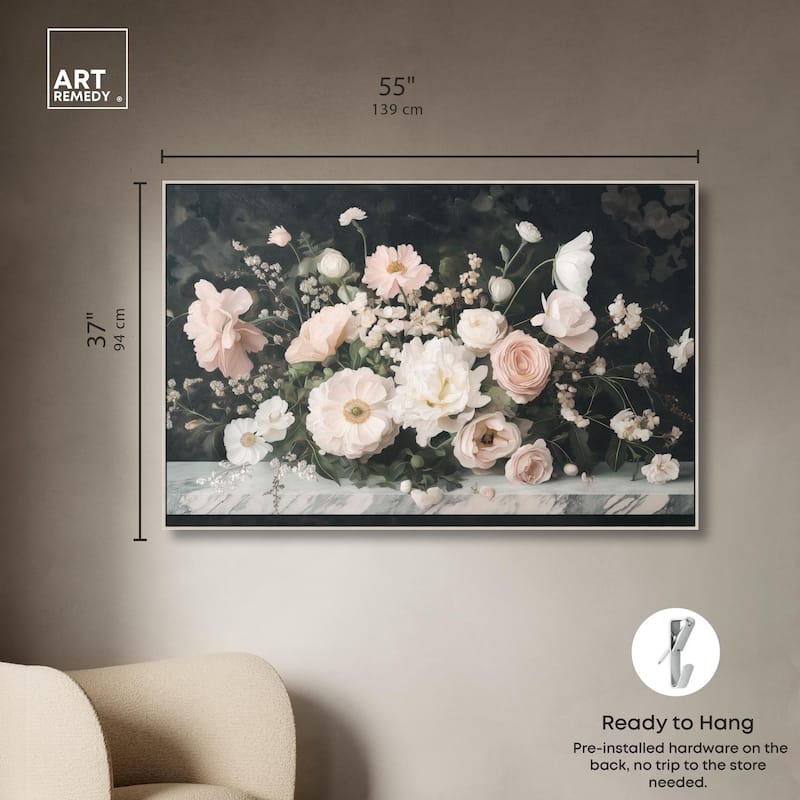 Marble and Blooms Canvas by Art Remedy