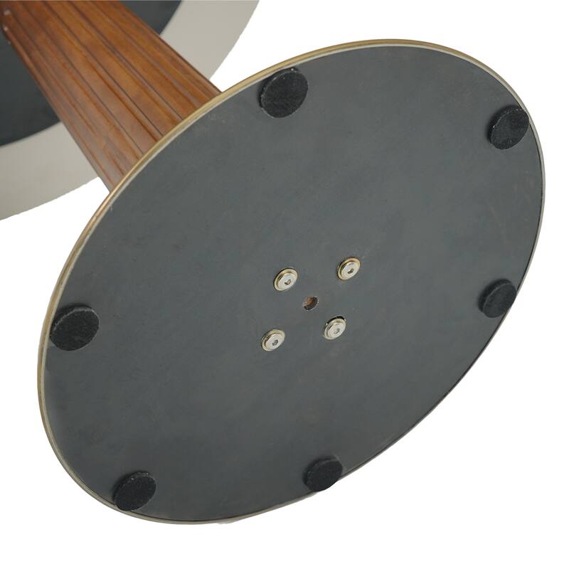 33" Retro Round Side Table, Glass & Sintered Stone Tabletop Dining Table with Solid Wood Pedestal