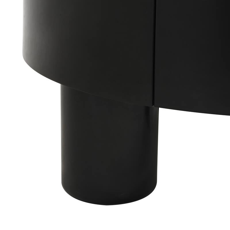 Modern Round Nesting Coffee Tables – Set of 2 with Storage Drawer (Black Plastic, Large: 27.56" & Small: 19.69")‌