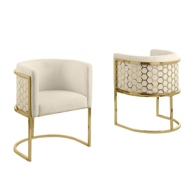 Best Quality Furniture 19" Teddy Fabric Gold Chrome Iron Frame Set of 2. - N/A