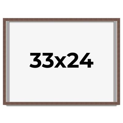 33x24 Shadow Box Frame Brown | 1.125 inches Deep Real Wood Rustic