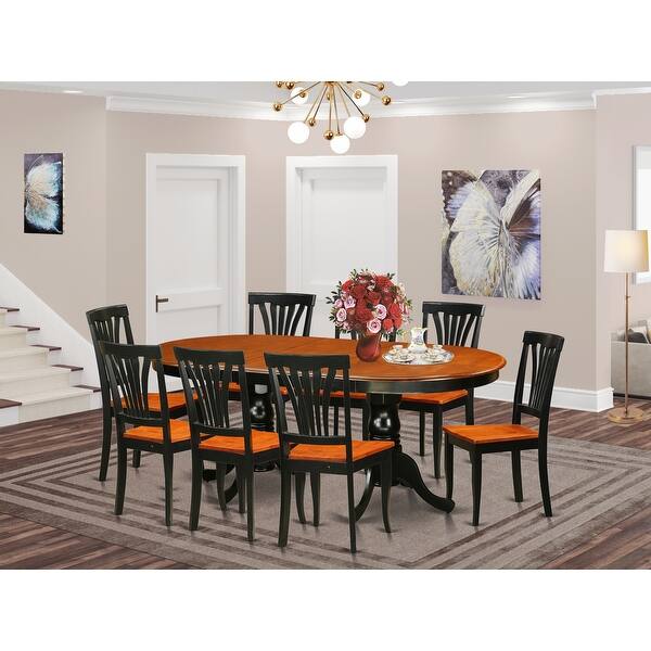 East West Furniture Dining Set Dining Table with 8 Dining Chairs