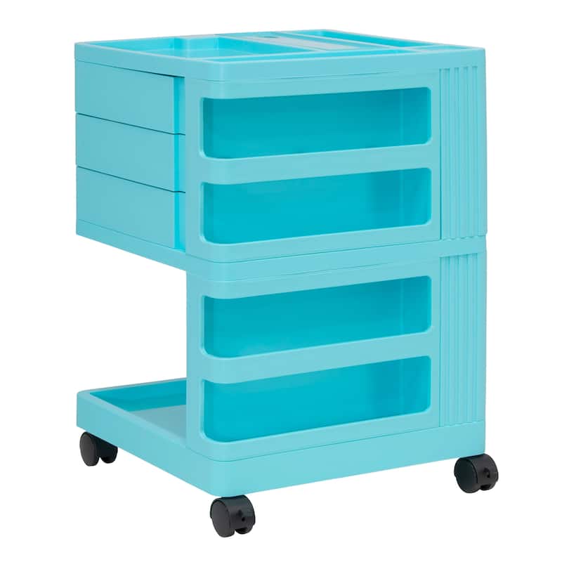 Studio Designs Kubx Pro Mobile Rotating 4-Sided Storage Organizer - 18" W x 18" D x 26" H - Turquoise