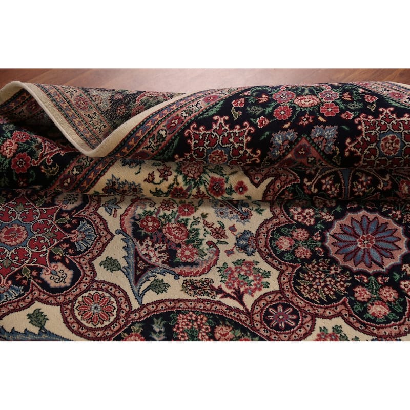 All-Over Aubusson Oriental Area Rug Handmade Wool Carpet - 9'1"x 12'2"