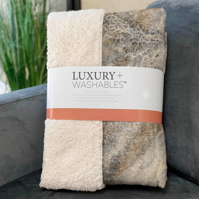 Premium Machine Washable Contemporary Glam Sherpa Throw Blanket