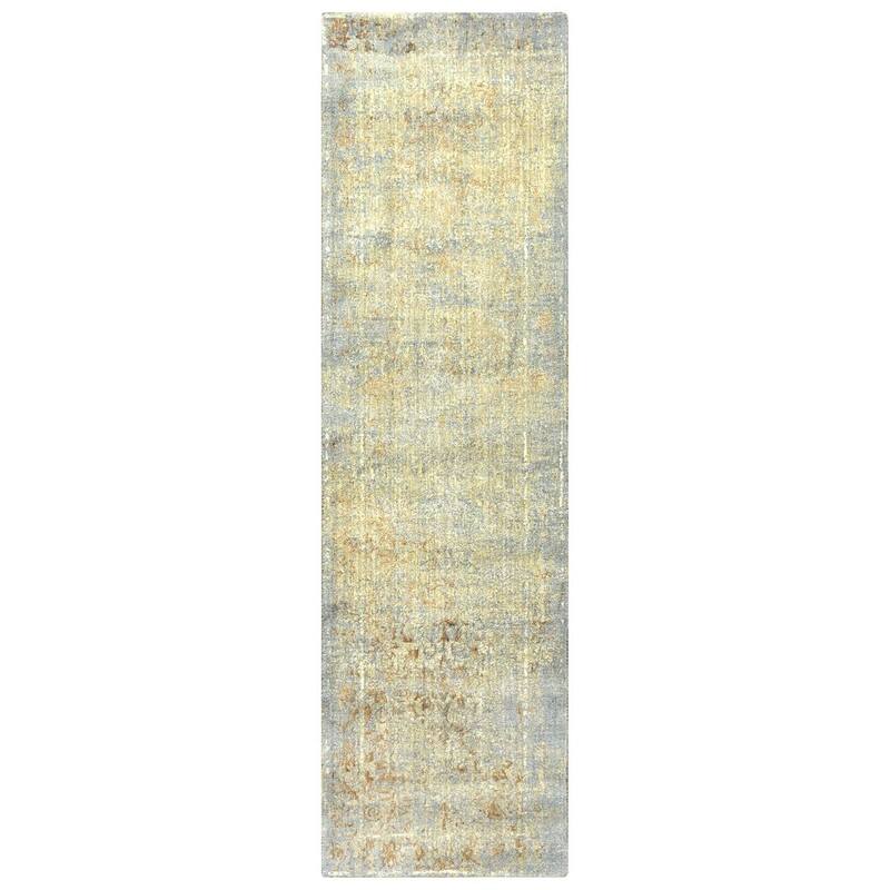 Alora Decor Essential Blue, Grey, and Cream Classic Wool Blend Rug - 2'6" x 8' - Beige