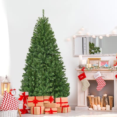 Prelit Artificial Christmas Tree with LED Lights and Metal Stand