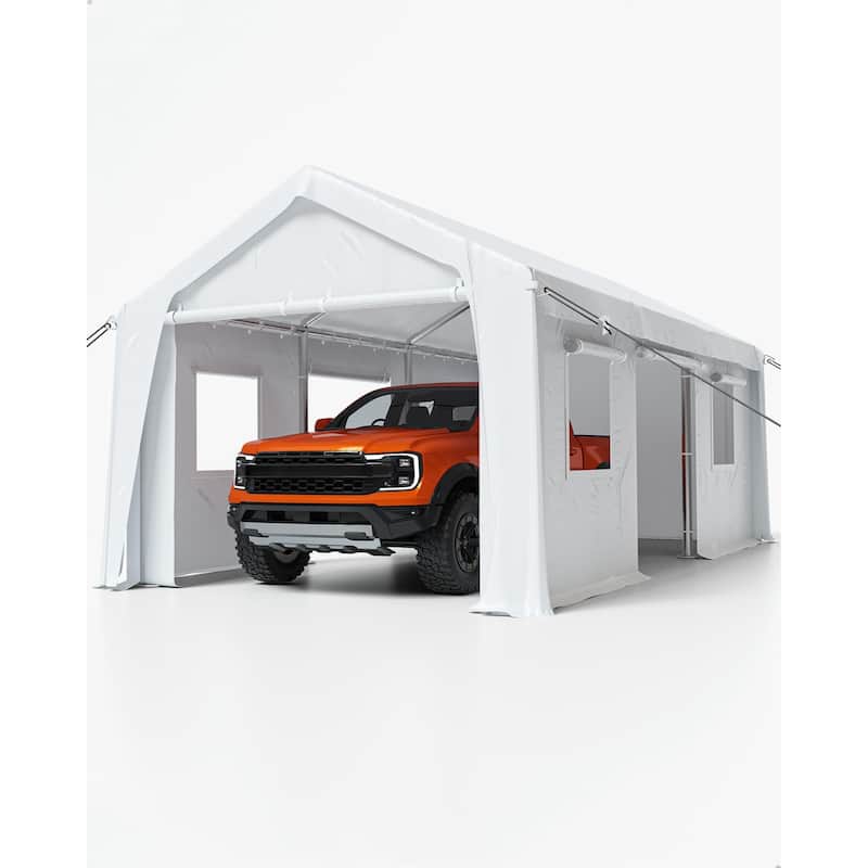 13'x20' Heavy Duty Carport Canopy with Front & Rear Doors