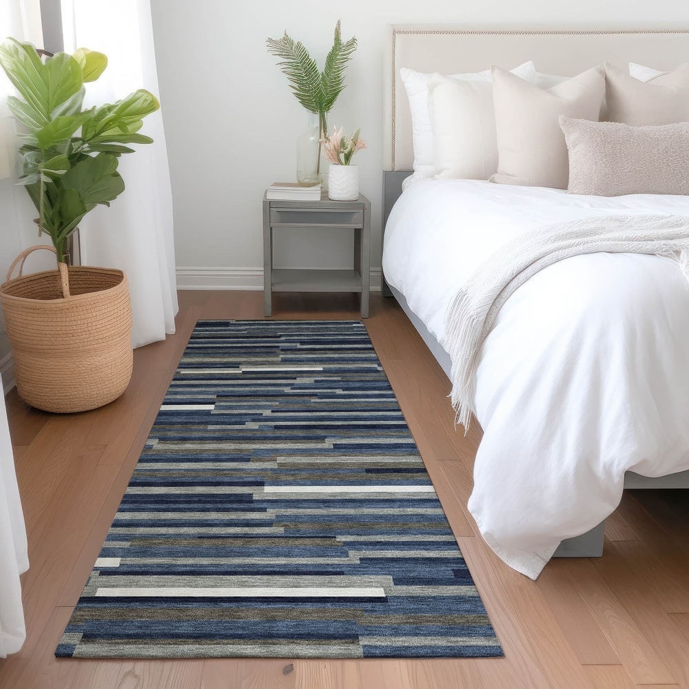 Premium Washable Super Soft Geo Stripes Mayfield Rug