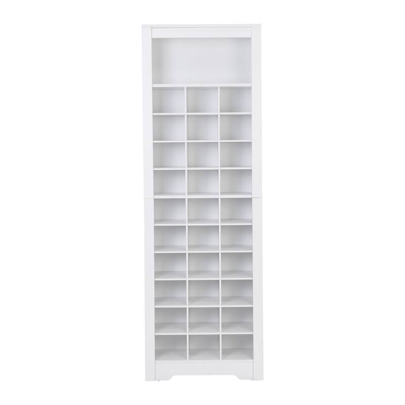 Tall Shoe Cabinet 30 Shoe Cubby Console Free Standing Shoe Organizer With Multiple Storage For Hallway Entryway Bedroom