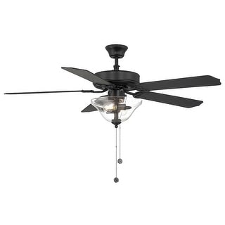 Trade Winds Tobias 52" 2-Light Ceiling Fan in Matte Black with Clear Bubble Glass