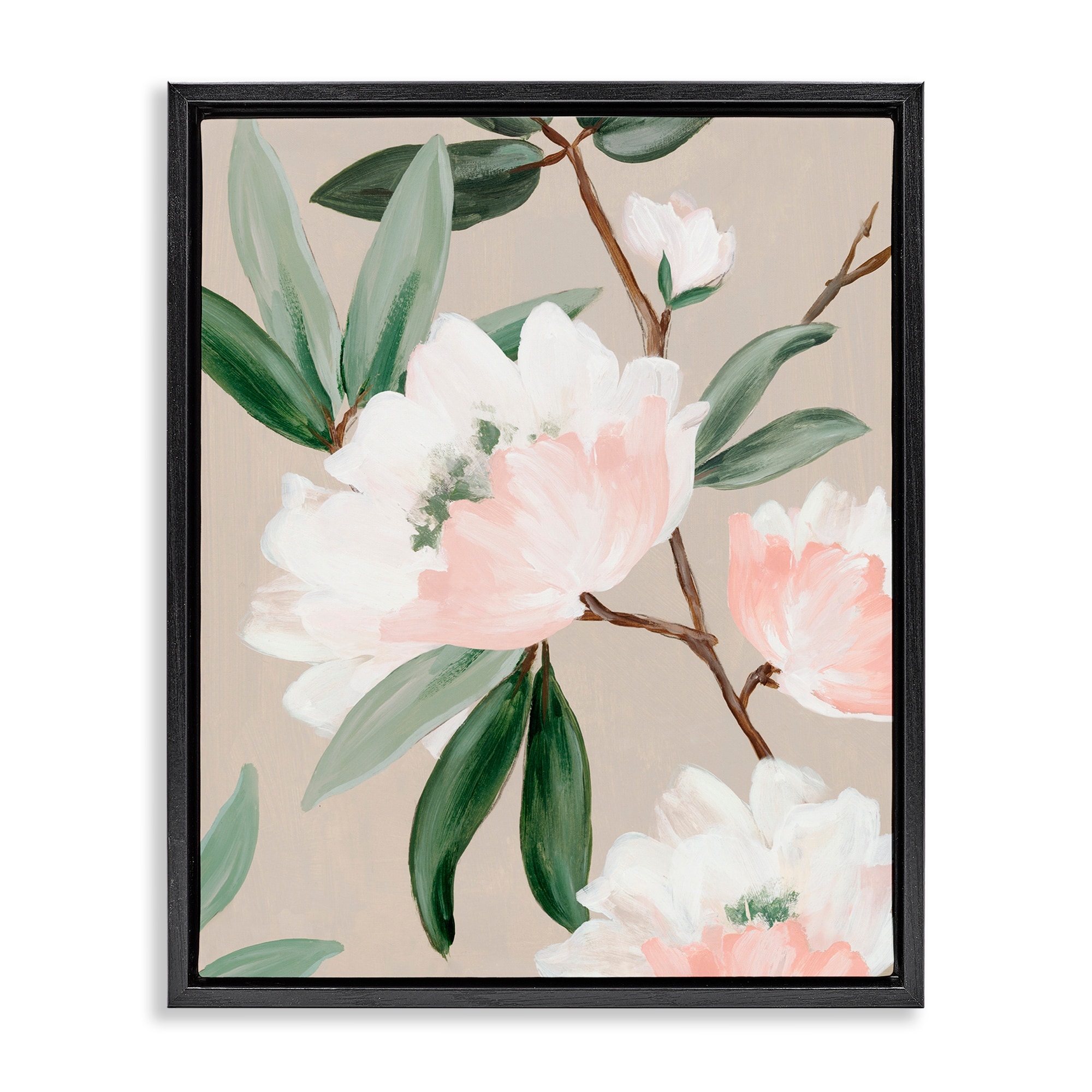 Stupell Rose Elegance Foliage Framed Floater Canvas Wall Art Design By Alex Black