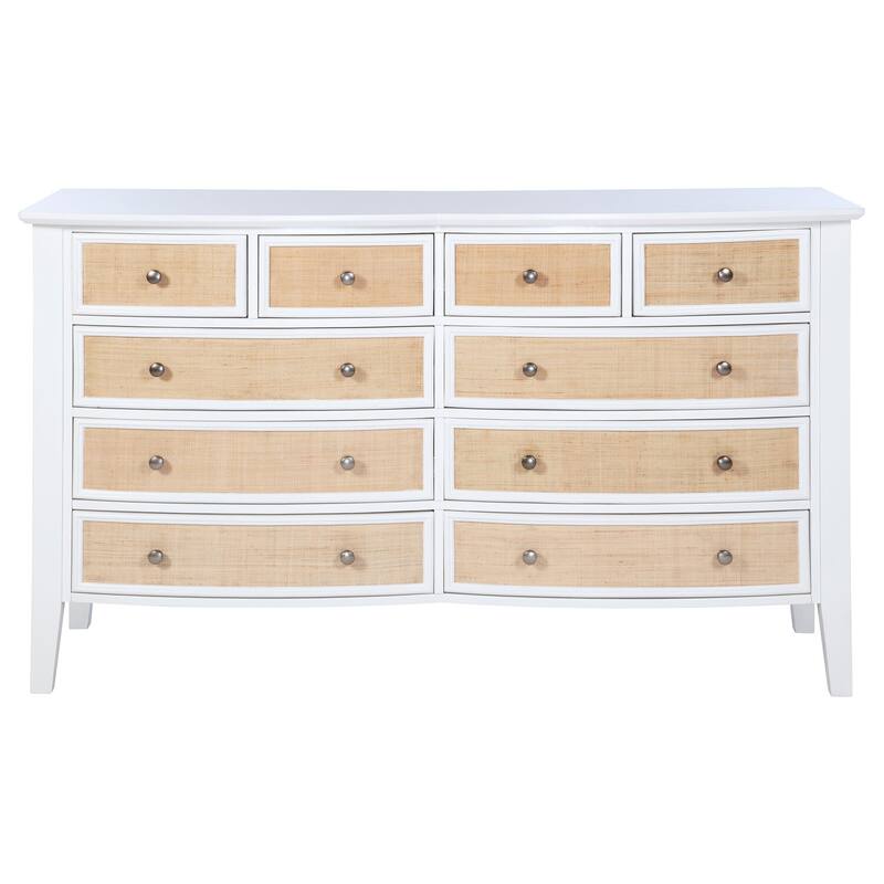 10-Drawer White Dresser Cabinet with Generous Storage Capacity, Smooth Glide Hardware, and Clean Modern Design