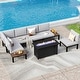 preview thumbnail 16 of 22, 10-Seat Patio Sectional sofa set, E-coating Steel frame Conversation Sets with Built-in Side Table , Grey Cushion 6-Seats - With firepit table