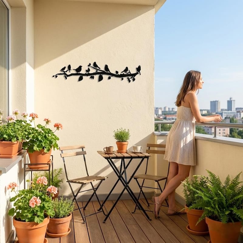 Birds and Branch Metal Wall Decor for Home and Outside
