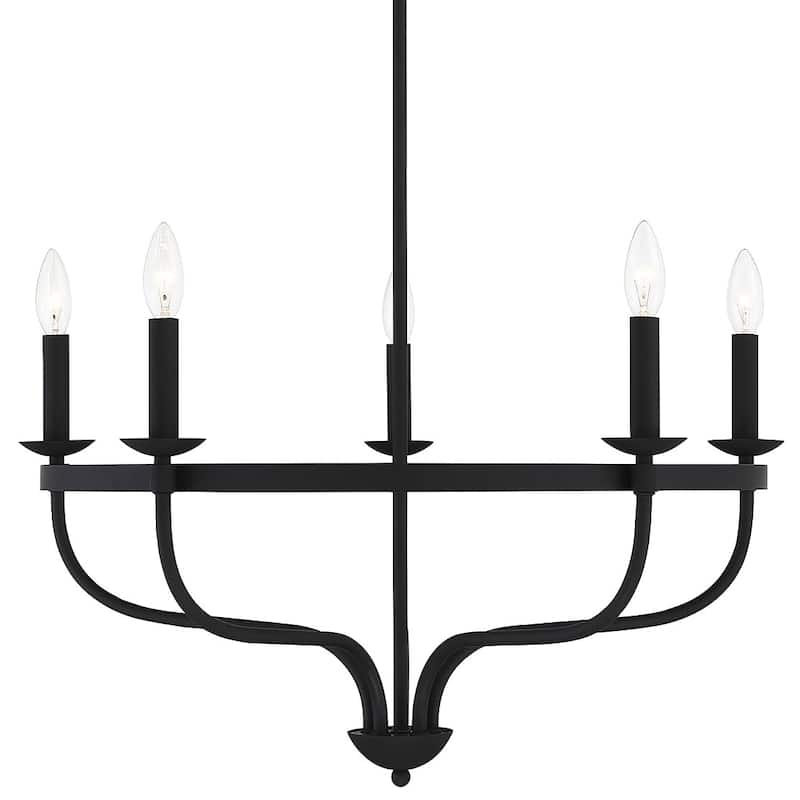 Meridian M10087 5 Light 27" Wide Taper Candle Style Chandelier - Matte Black
