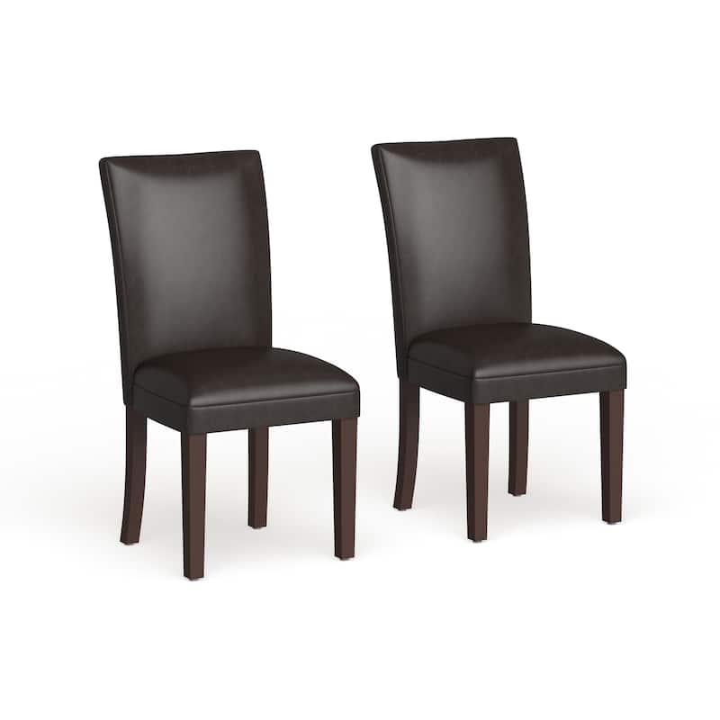 Homepop Parsons Dining Chair - Brown Faux Leather - set of 2 - Brown