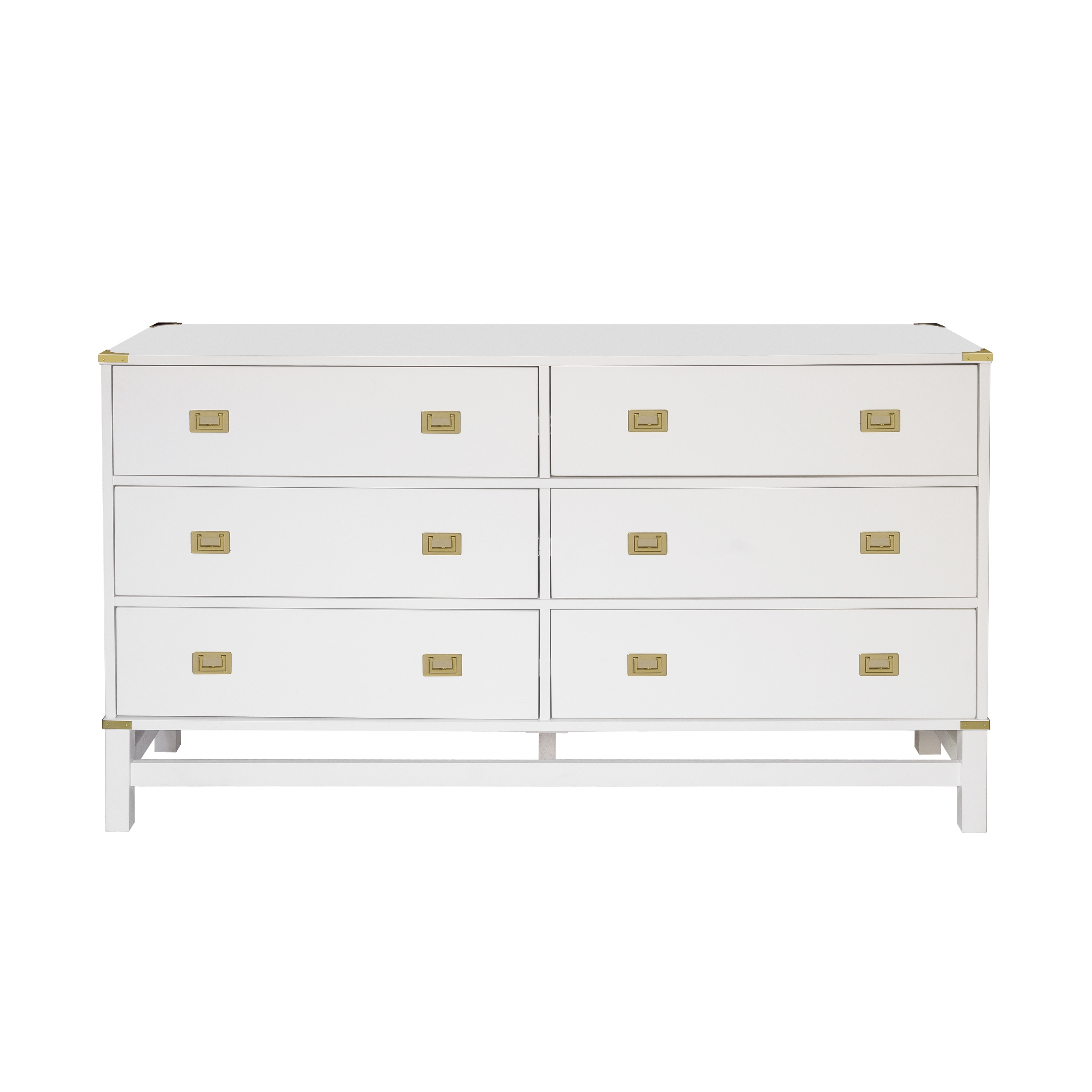 Glam Campaign 6-Drawer Dresser in White