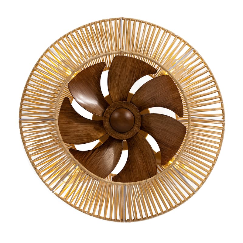 16.5"/19"/20" Vintage Distressed White Low Profile Ceiling Fan with Remote (7-Blade)