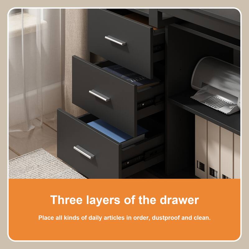 55" L Shaped Desk Writing Computer Desk Storage Workstation 5 Colors