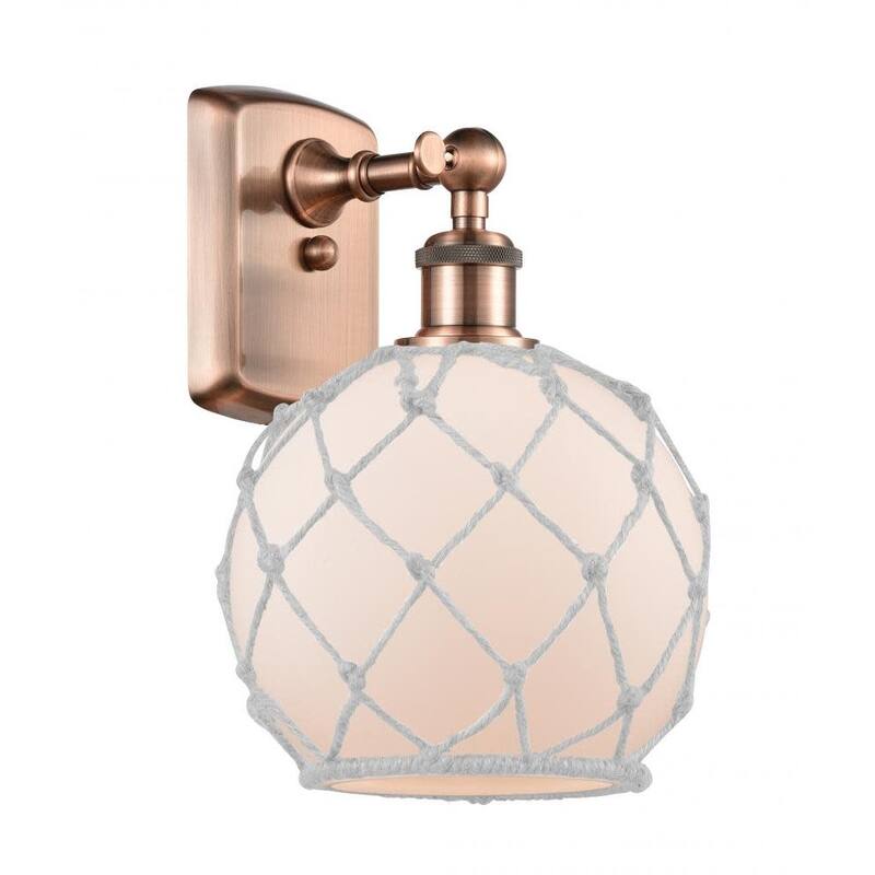 Innovations Lighting Farmhouse Rope 13" Tall Bathroom Sconce - Antique Copper / White