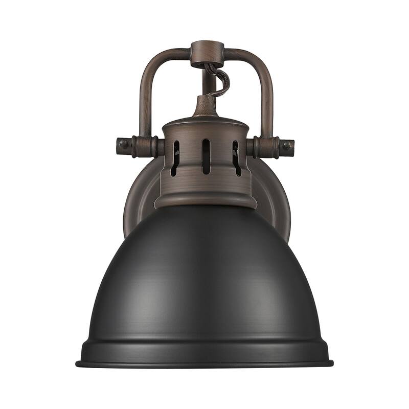 Yep by Golden Lighting Duncan 1-light Vanity in Rubbed Bronze and Matte Black shade