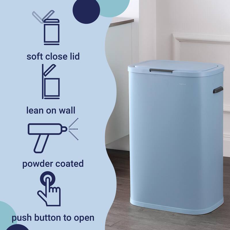 happimess Tammi Kitchen 14.5-Gallon Slim Metal Push Button Trash Can