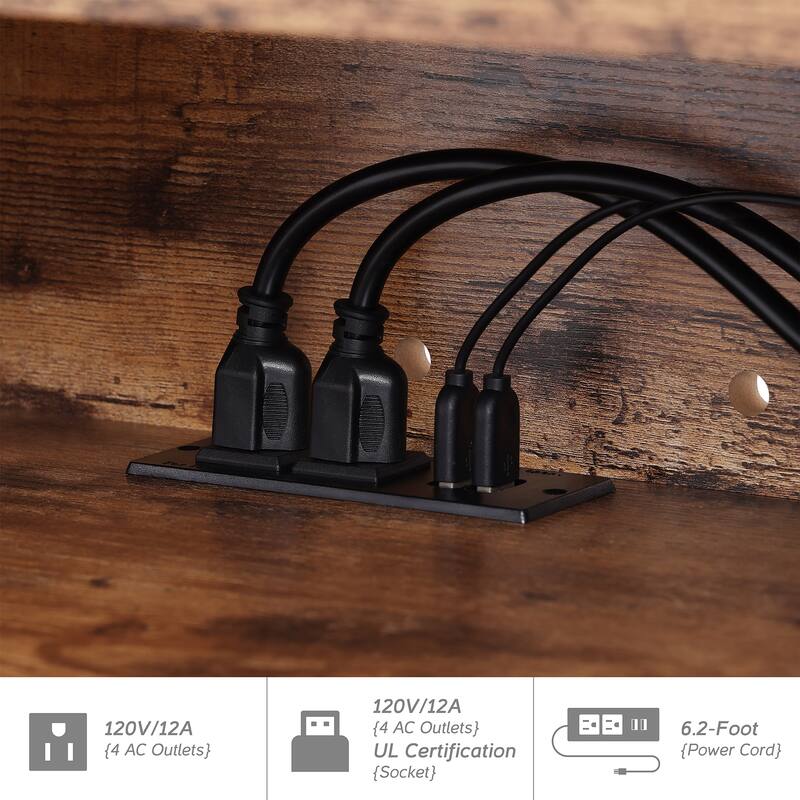 Floating TV Stand with Charging Station and LED Light