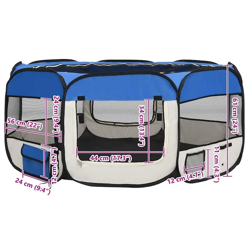 vidaXL Foldable Dog Playpen with Carrying Bag Dog Kennel Puppy Run Playpen