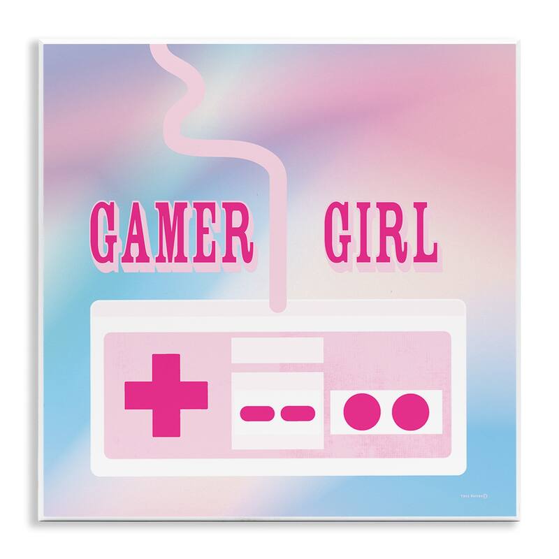 Stupell Pastel Gamer Girl Controller Wall Plaque Art Design By Yass Naffas Designs - 12 x 12