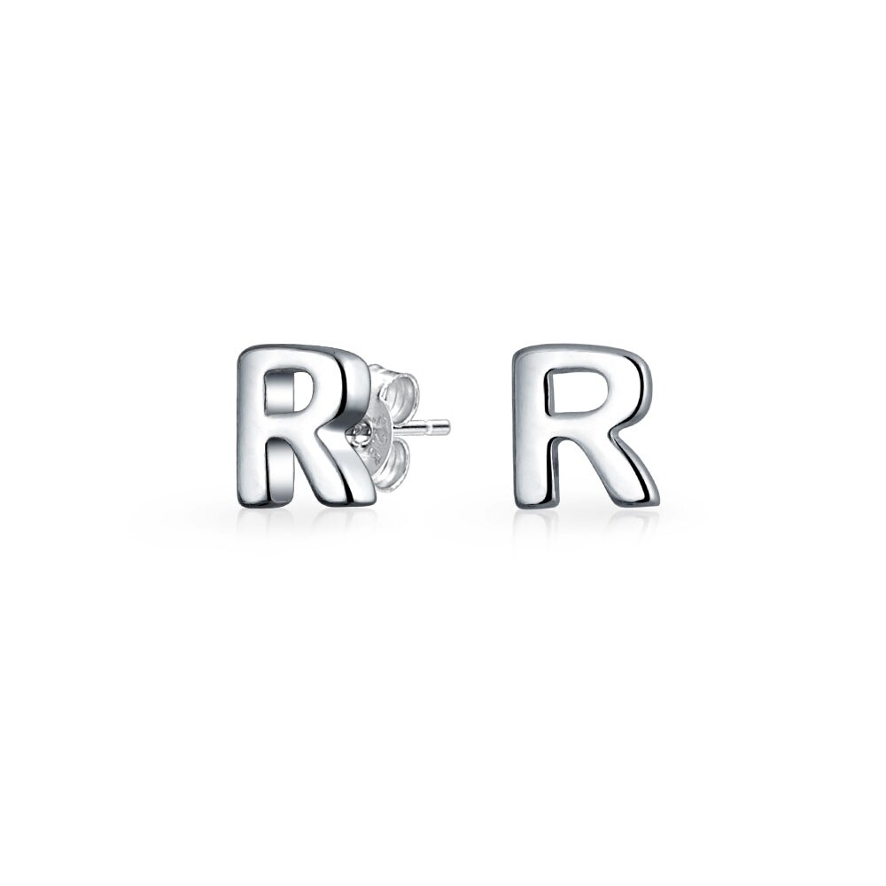 Shop Bling Jewelry Modern Alphabet Letter R Initial Stud Earrings 925 Sterling Silver 55mm Overstock 17984253