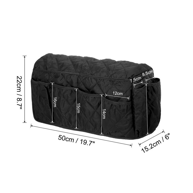 Sofa Armrest Organizer with 14 Pockets for Cell Phone Magazines - Black