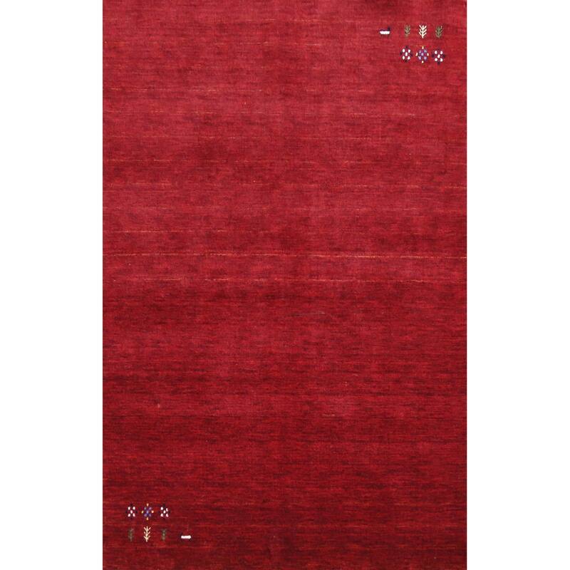 Hand Knotted Oriental 100% Wool Carpet Tribal Tribal Red Gabbeh Area Rug - 8' 0'' X 5' 2''