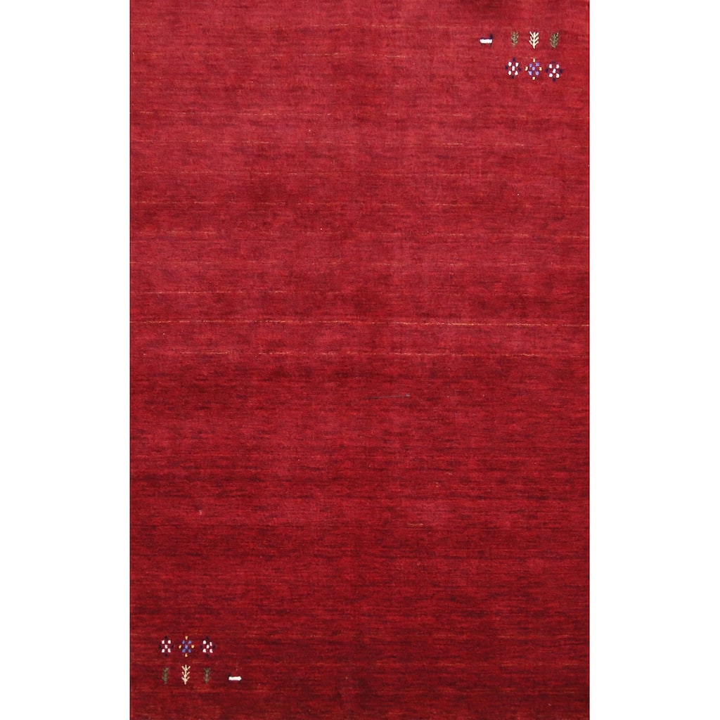 Hand Knotted Oriental 100% Wool Carpet Tribal Tribal Red Gabbeh Area Rug - 8' 0'' X 5' 2''